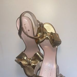 Gold Kate Spade cork wedges